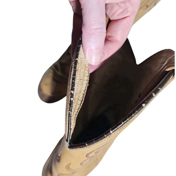 Mens Vintage Dingo Tan Leather Cowboy Boots Wood Heel Sz 9.5 D Western Rugged main image 5